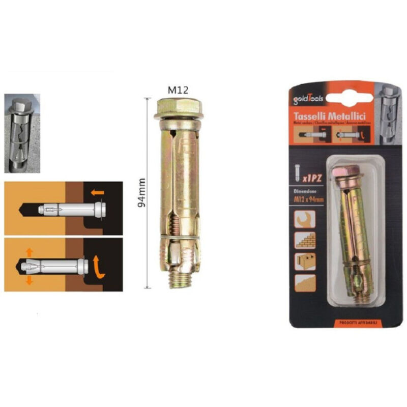 foto del prodotto kaela set tassello tasselli metallici bullone m12 x 94 mm accessori minuteria 91043 