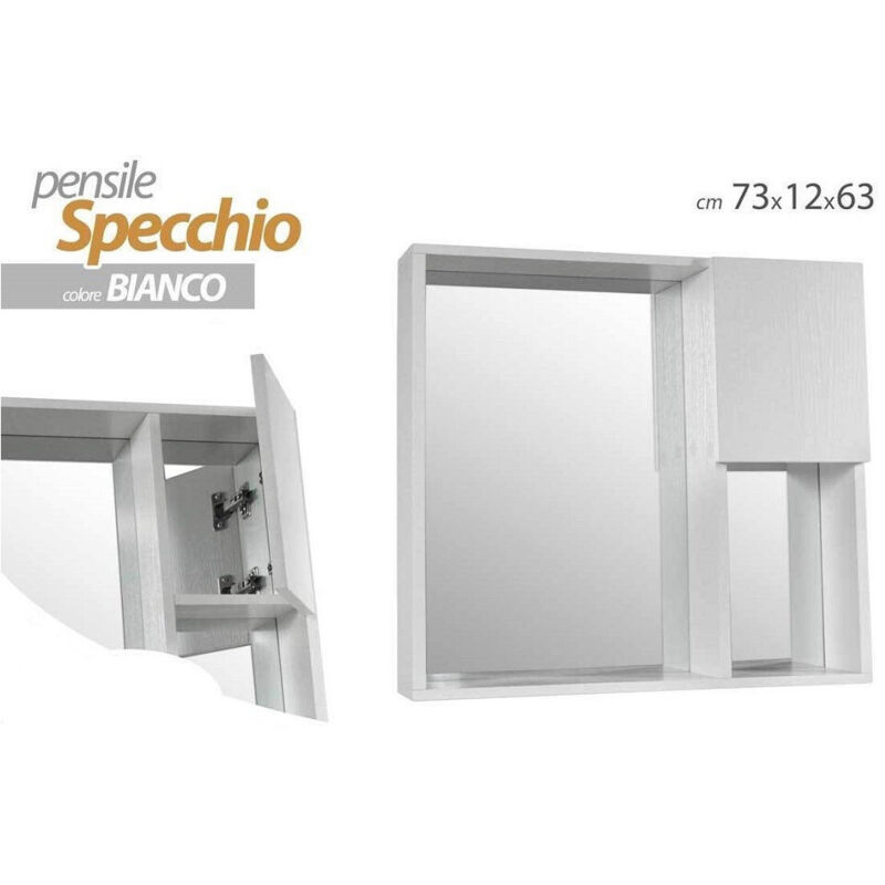 foto del prodotto kaela specchiera pensile specchio mobiletto parete bagno armadietto 73x12x63cm 808975 