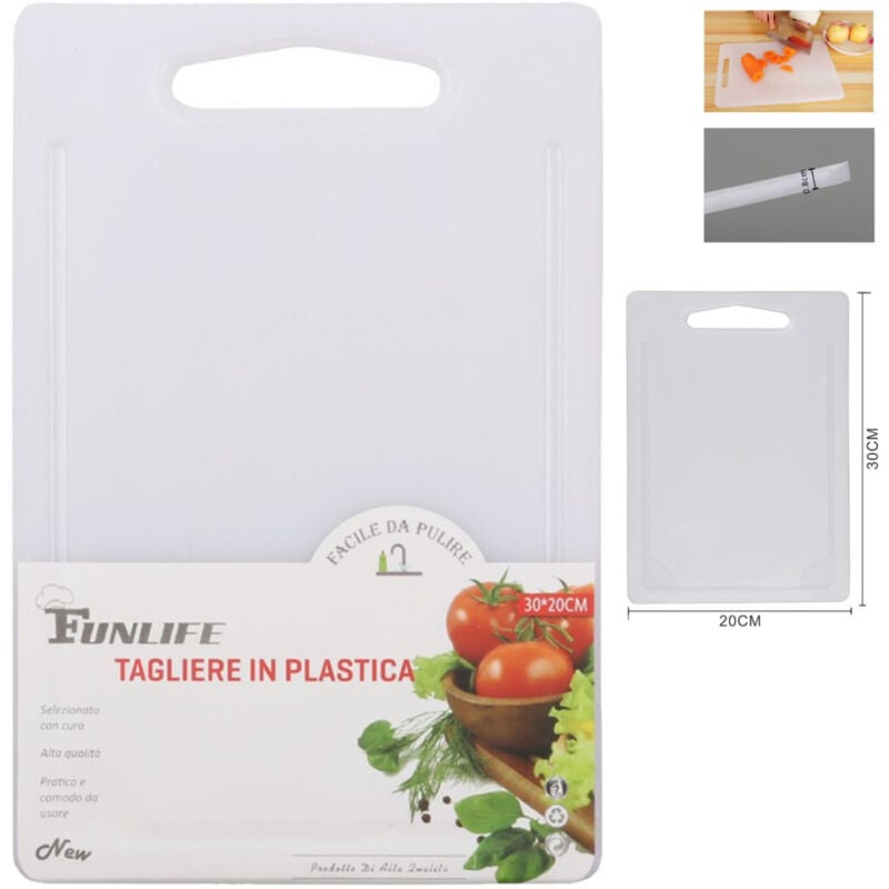 foto del prodotto kaela tagliere in plastica con canale scanalatura 30x20x0.8cm per verdure frutta 99409 