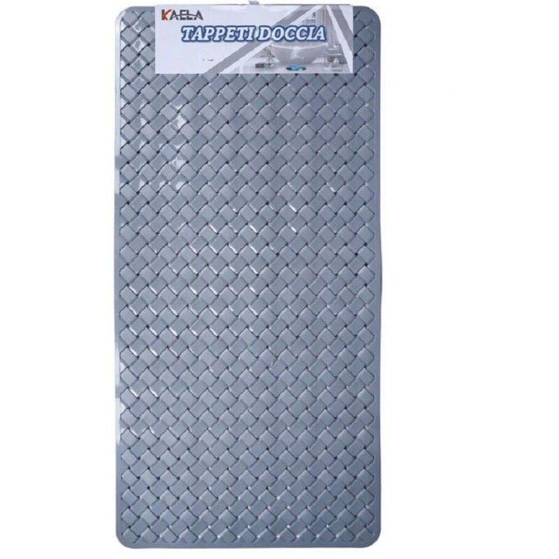 foto del prodotto kaela - tappeto antiscivolo rettangolo intrecciato grigio per bagno doccia 38x77cm 87888 -