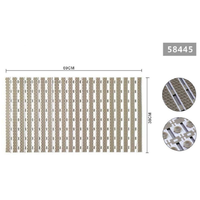 foto del prodotto kaela tappeto doccia antiscivolo 69x38cm tappetino vasca bagno rettangolare beige 58445 