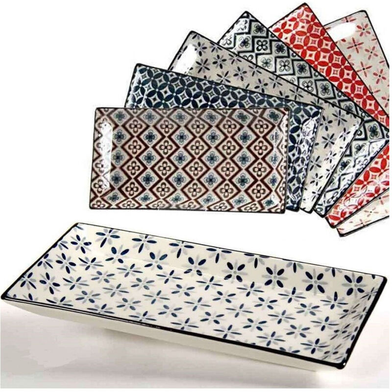 foto del prodotto kaela - vassoio rettangolare in ceramica decori assortiti 24x12x1,8 cm cucina 737350 -
