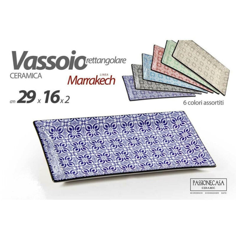 foto del prodotto kaela vassoio rettangolare marrakech 29x16x2cm deluxe multiuso 6 colori ceramica 771675 