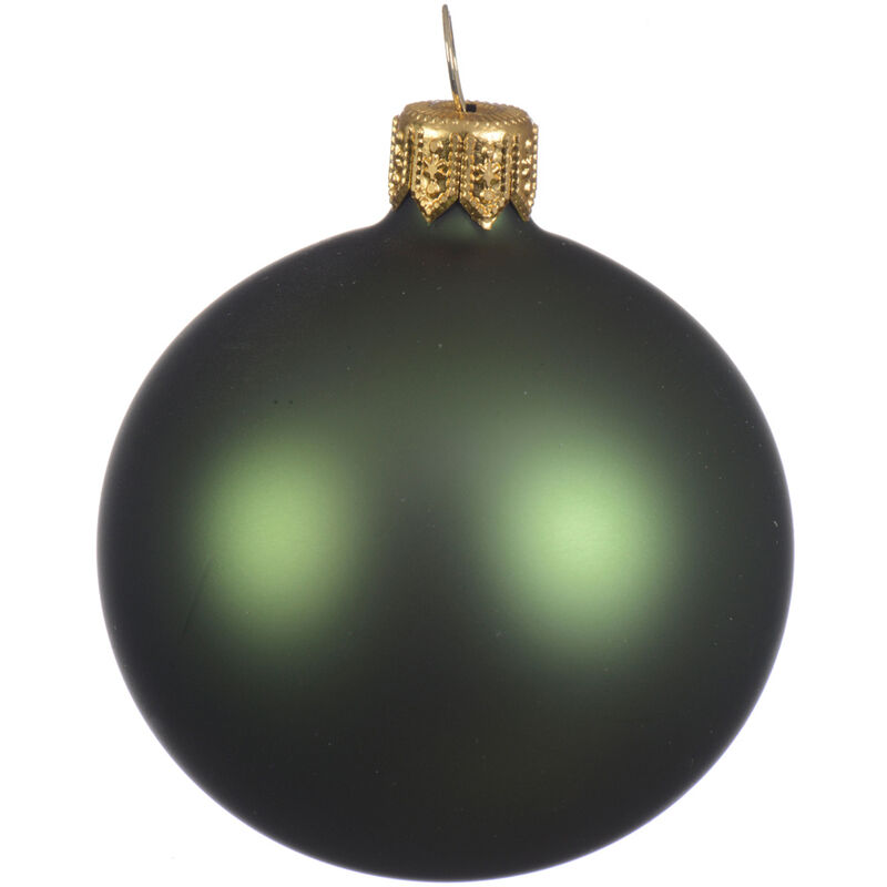 foto del prodotto kaemingk box da 6 palline di natale vetro opaco colore verde pino 8cm