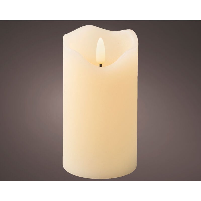 foto del prodotto kaemingk candela led a stoppino ondulato in cera stabile per uso interno h 13 x 7 cm