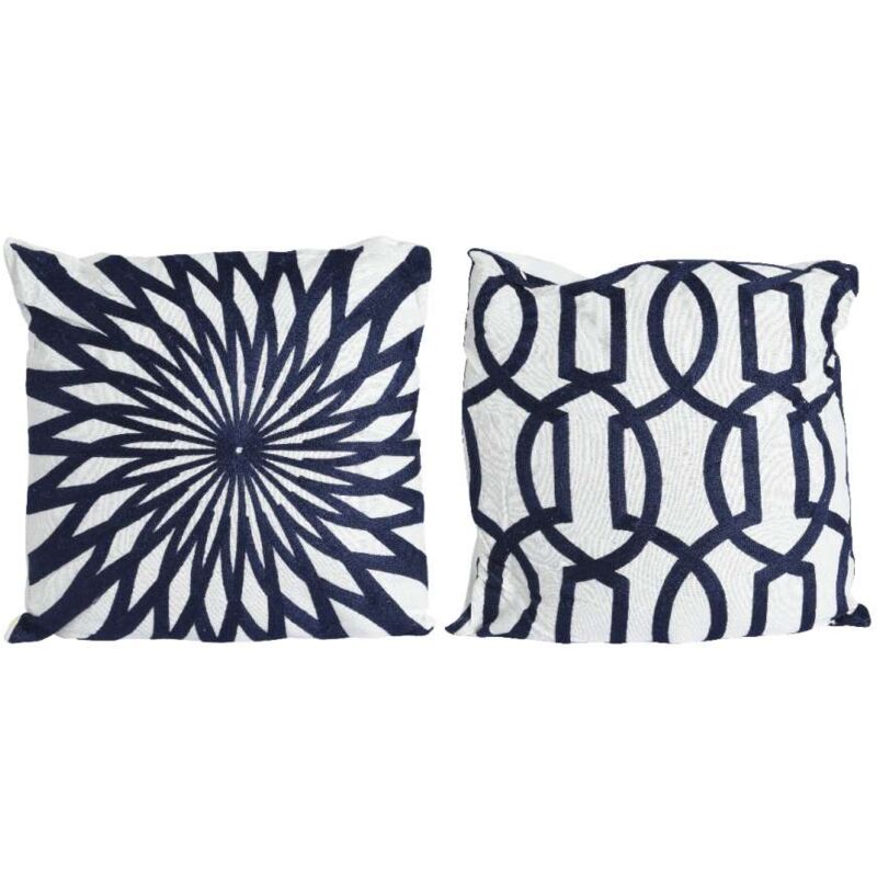 foto del prodotto kaemingk cuscino misto cotone blu bianco 43x43