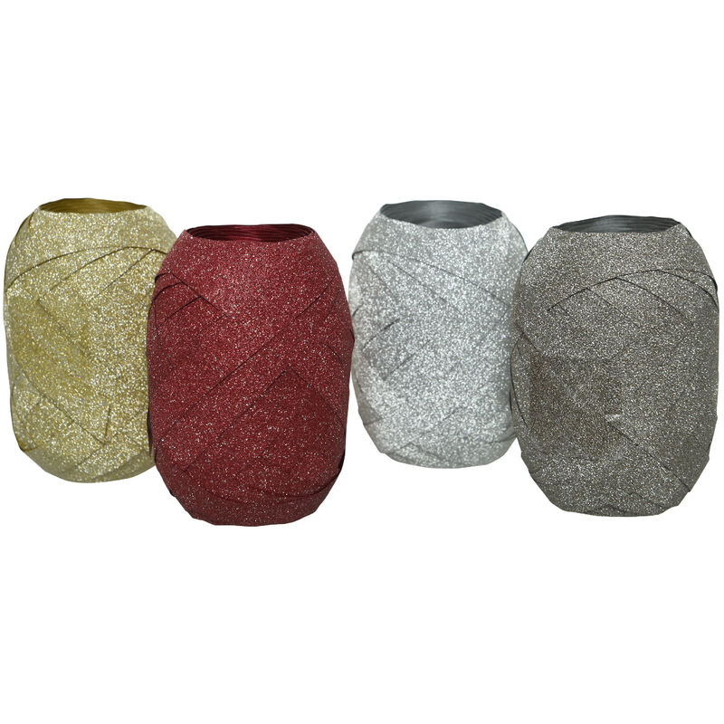 foto del prodotto kaemingk nastro lamina glitter decorativo natalizio 4 colori assortiti 2000 x 1 x 0.1 cm