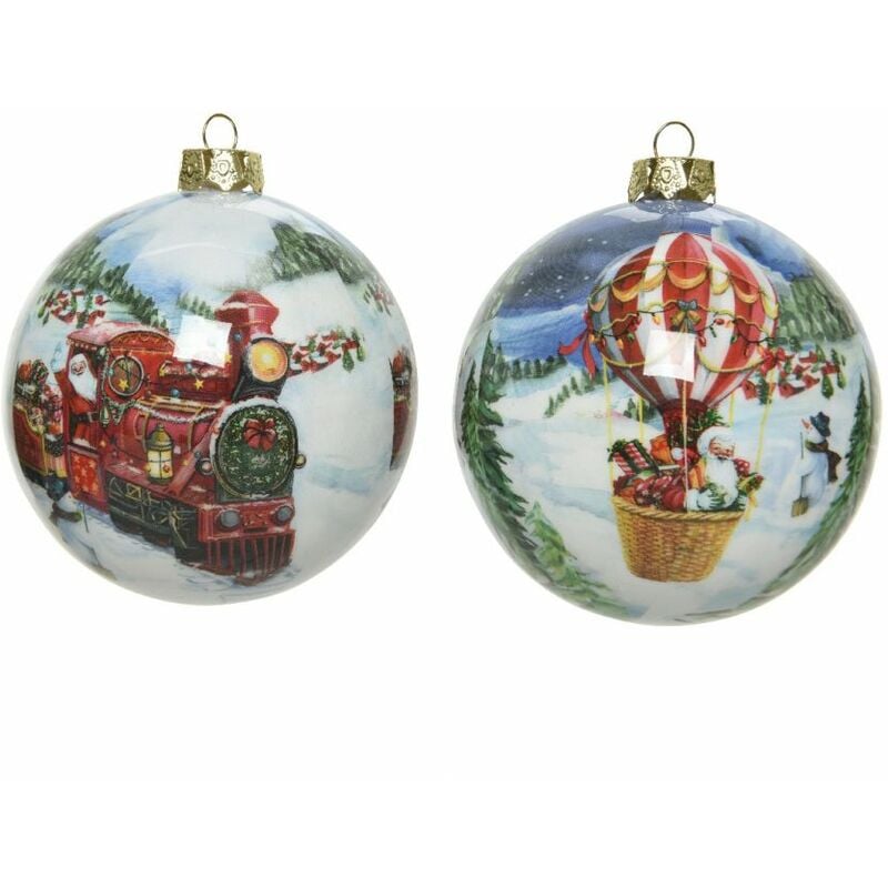 foto del prodotto kaemingk pallina di natale da appendere c trenino o mongolfiera diam 8cm prezzo cad uno