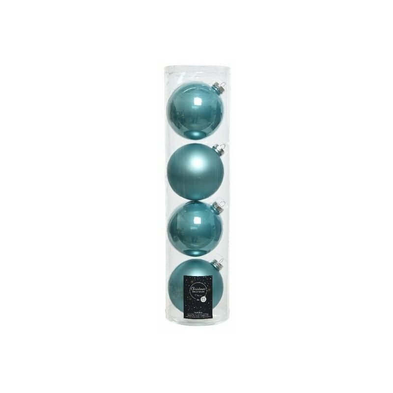 foto del prodotto kaemingk palline in vetro da appendere blu artic dim 10 cm box da 4