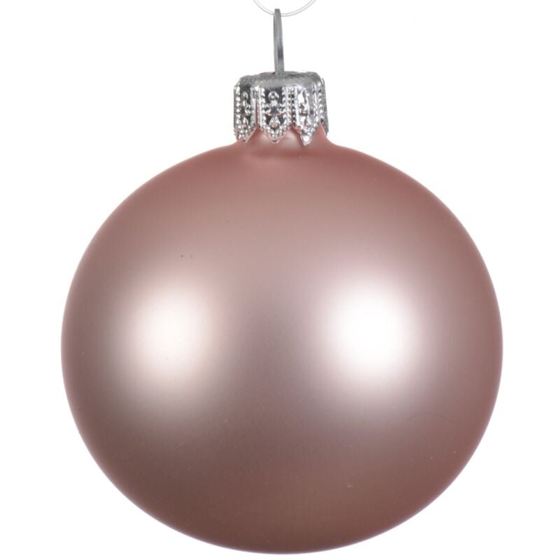 foto del prodotto kaemingk palline per albero di natale in vetro decorate color rosa blush opaco 6 sfere da 6 cm