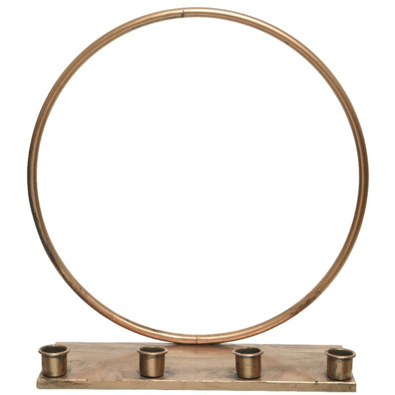 foto del prodotto kaemingk portacandela oro con quattro basi per lumini candelabro con cerchio da 34 cm