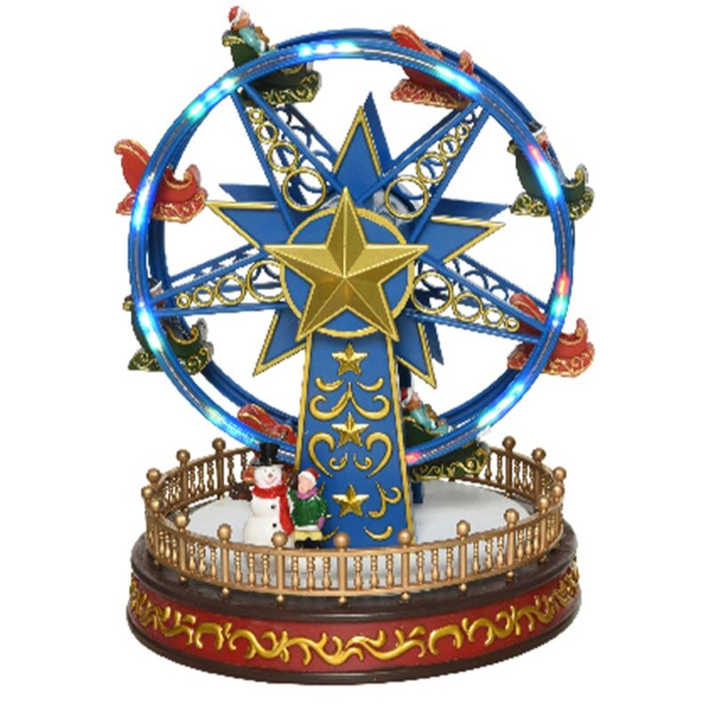foto del prodotto kaemingk scena animata a led ruota panoramica colorata decorazione da 23.5 cm blu blu