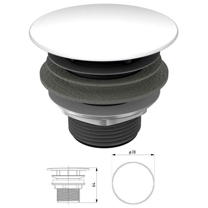 foto del prodotto kaldewei valvola a scarico libero con copertura rotonda smaltata, colore bianco alpino 905800000001