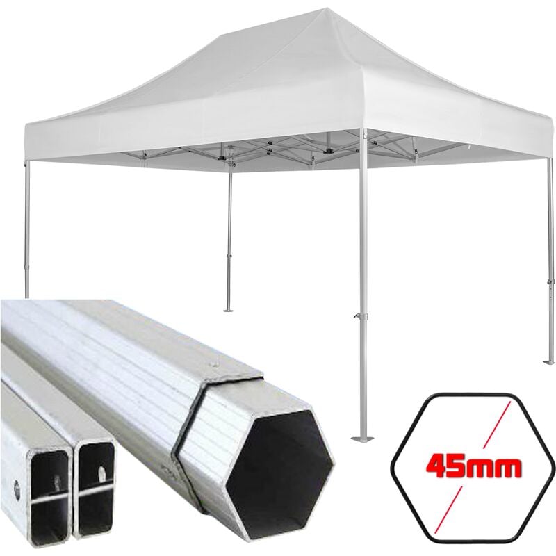 foto del prodotto kalisse gazebo 3x4,5 m bianco pieghevole alluminio portatile estendibile richiudibile estensibile acciaio per fiere eventi stand chiosco tenda