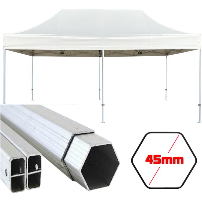 foto del prodotto kalisse gazebo 3x6 m bianco pieghevole alluminio portatile estendibile richiudibile estensibile acciaio per fiere eventi stand chiosco tenda