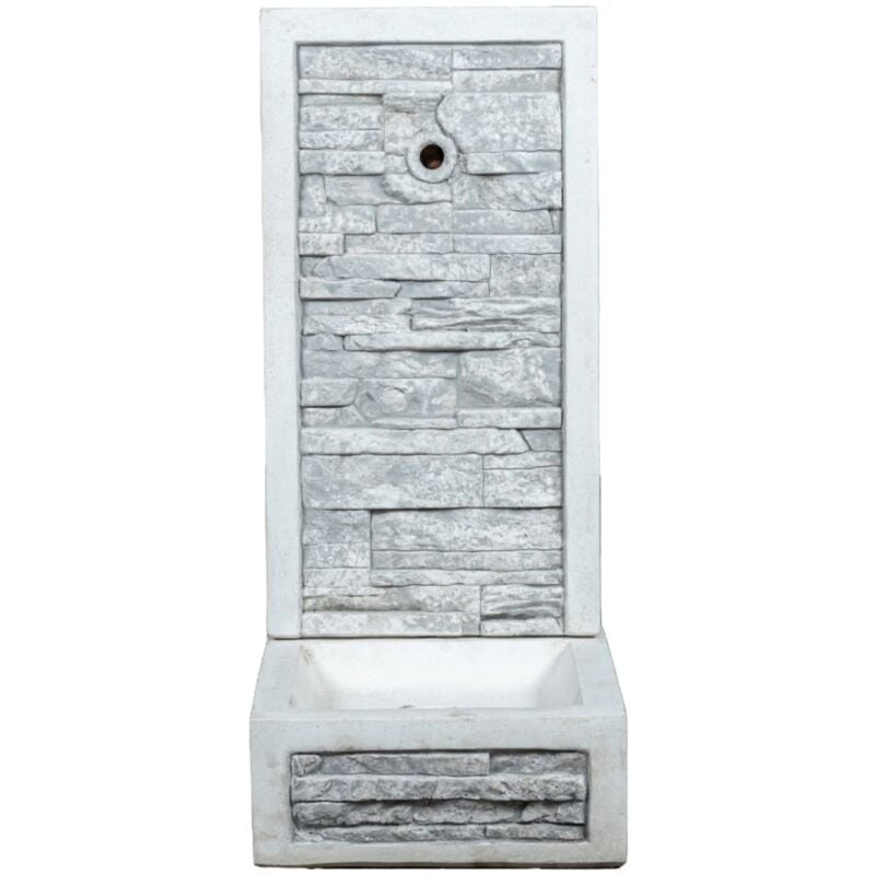 foto del prodotto kam fontana da giardino a muro adige anticato colore grigio, 40x40x92 cm