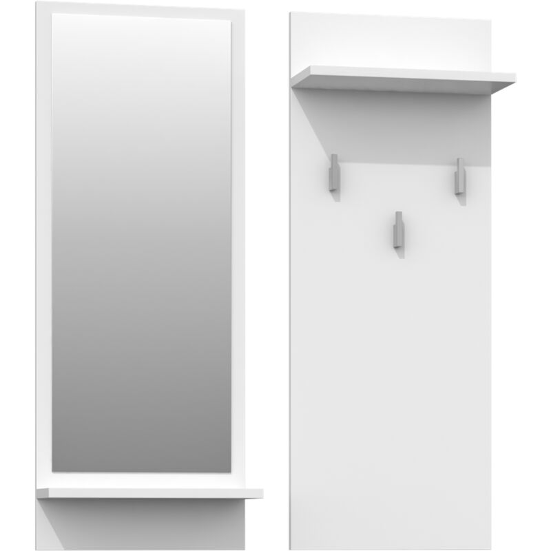 foto del prodotto kameron appendiabiti da ingresso con specchio 3 ganci per abiti di grandi dimensioni dimensioni 90x35x16 bianco