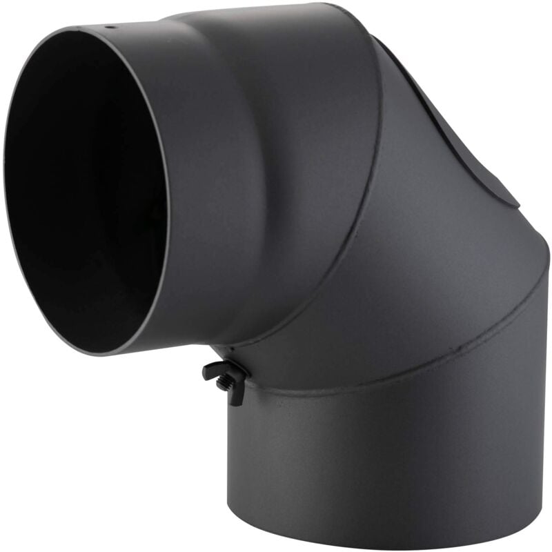 foto del prodotto kamino flam tubo a gomito per stufa angolo 90 , tubo fumo con sportello, forno tubo senotherm 150 mm, grigio