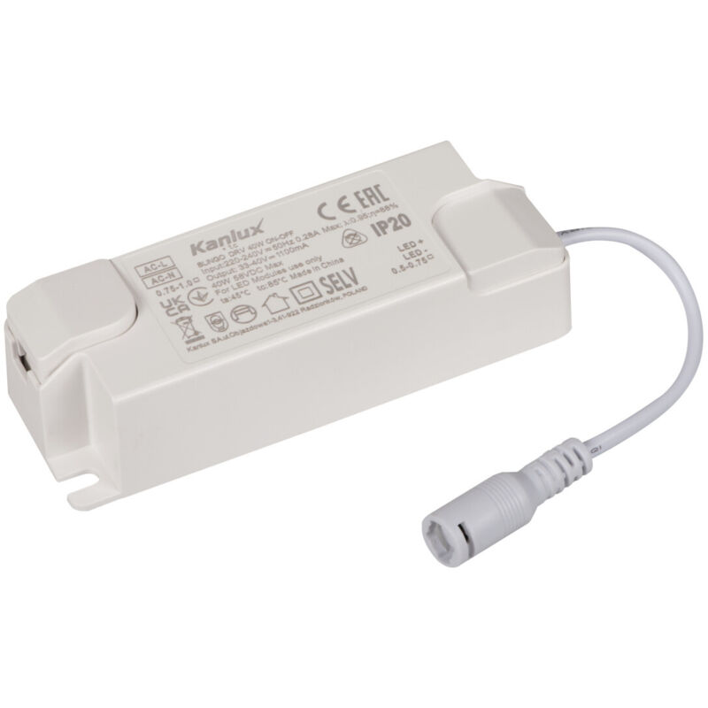 foto del prodotto kanlux alimentazione led 40w bianco compatto 220 240v sicurezza classe ii