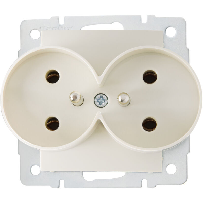 foto del prodotto kanlux doppia presa francese con terra inserita 2x16a crema