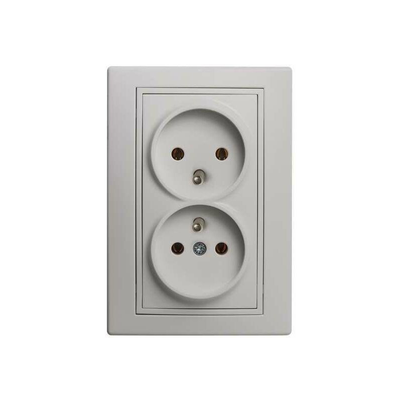 foto del prodotto kanlux doppio plug con la terra completa domo integrato bianco perline