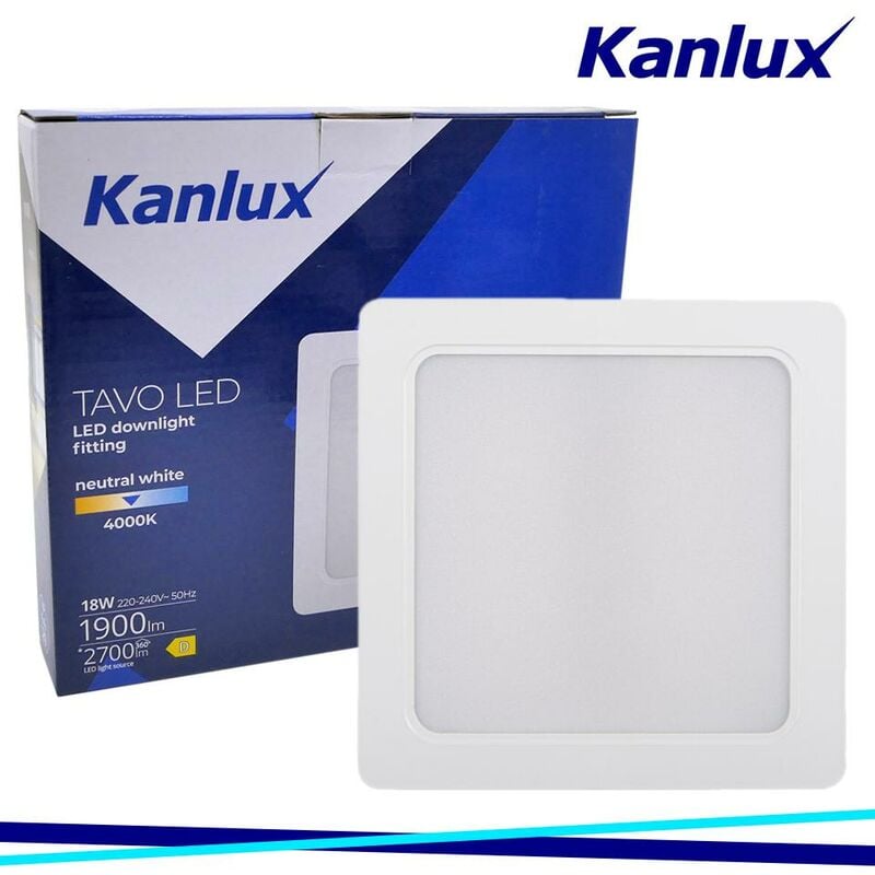 foto del prodotto kanlux downlight led incorporato quadrato 18w bianco naturale ip44 1900lm 170x170mm