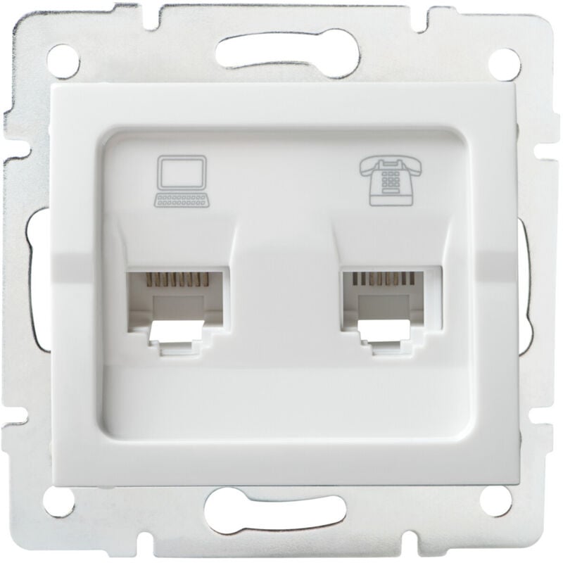 foto del prodotto kanlux infissi telefonici rj45 cat 5e rj11 incastrato bianco