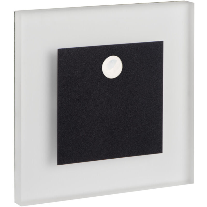 foto del prodotto kanlux lampada a led per le scale detettore pir infisso sul muro nero 75x75 mm