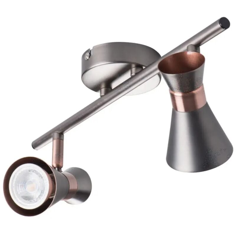 foto del prodotto kanlux - lampada da parete faretto mileno gu10 2 luci orientabile argento ramato