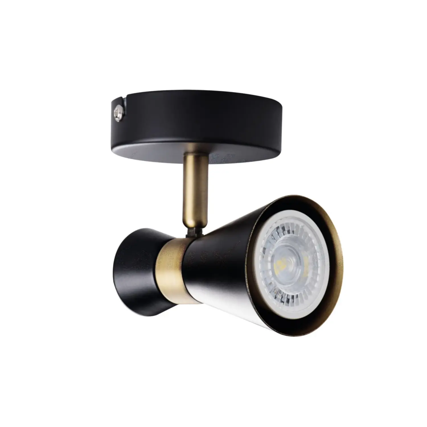 foto del prodotto kanlux lampada da parete faretto mileno gu10 nero oro 1 luce orientabile