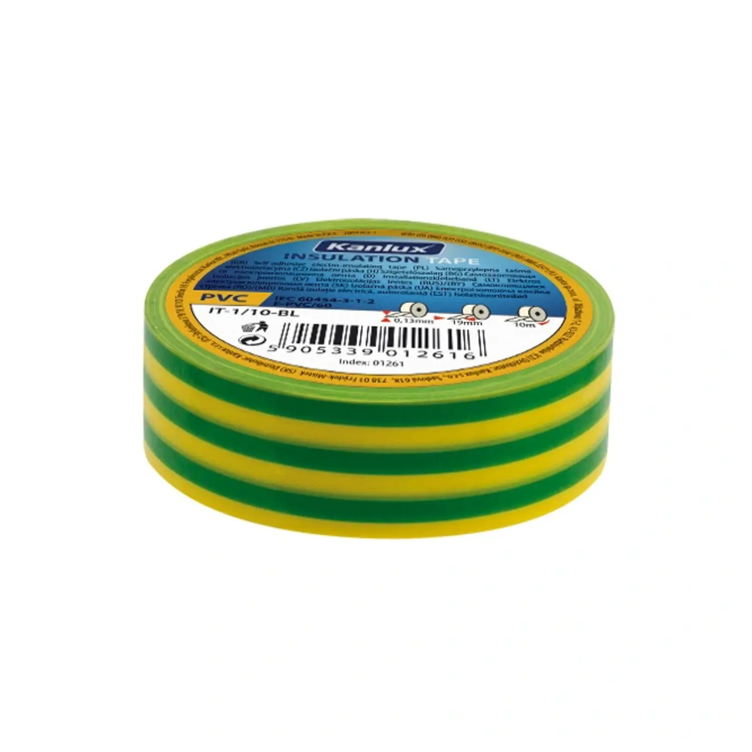foto del prodotto kanlux nastro isolante adesivo elettricista isolante elettrico 19 mm giallo verde 20 mt