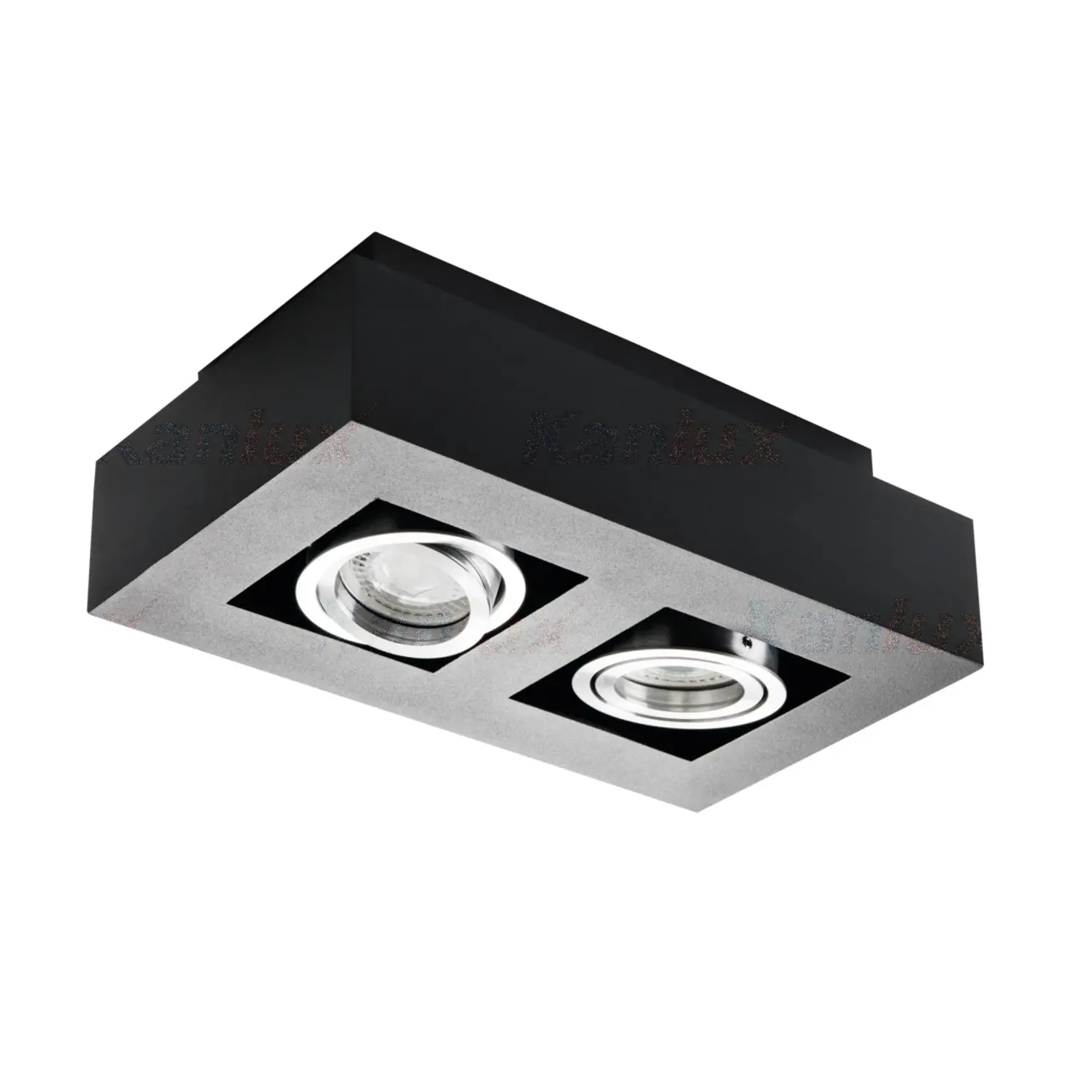 foto del prodotto kanlux porta faretto decorativo stobi dlp lampada parete gu10 nero 2 luci orientabile