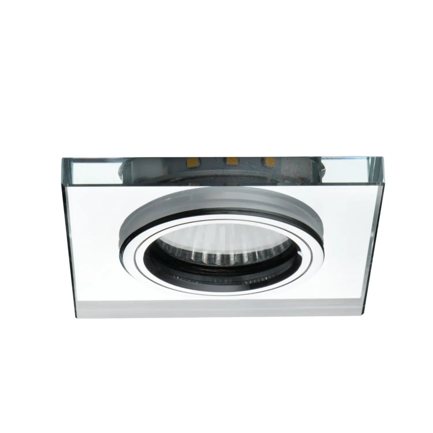 foto del prodotto kanlux porta faretto incasso vetro decoro led gu10 bianco caldo argento fisso quadrato