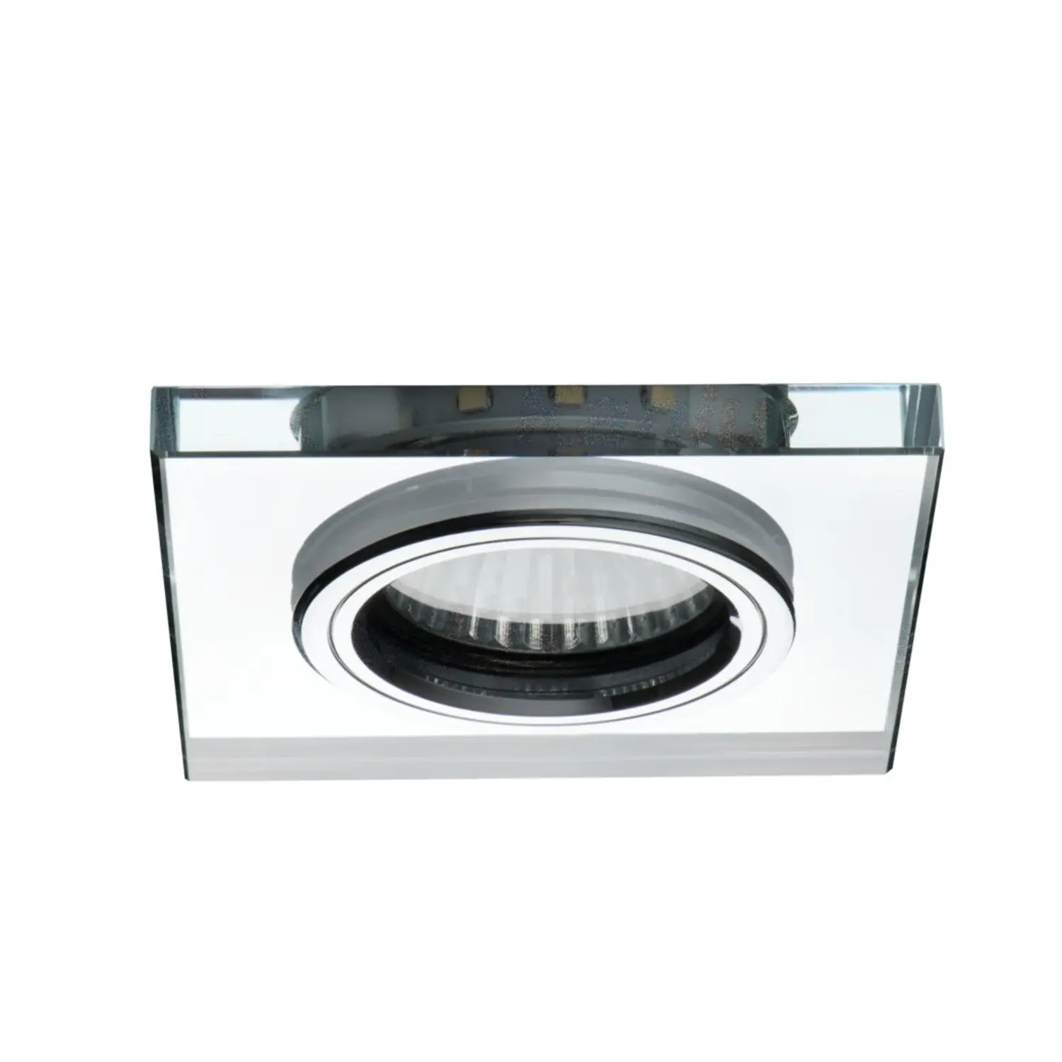 foto del prodotto kanlux porta faretto incasso vetro decoro led gu10 bianco freddo argento fisso quadrato