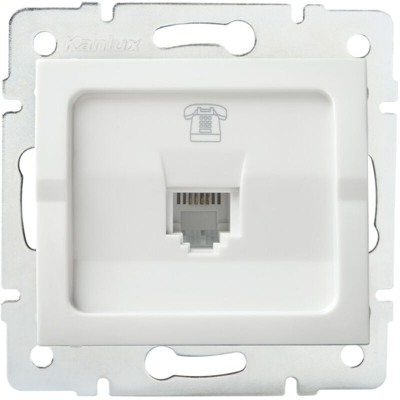 foto del prodotto kanlux porta telefono rj11 1 gang incorporato abs bianco 71x71mm