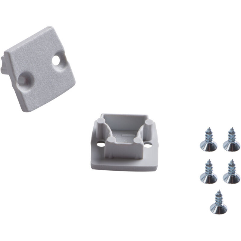 foto del prodotto kanlux stopper profilo chiusura a profilo in alluminio plastico grigio kit 4g