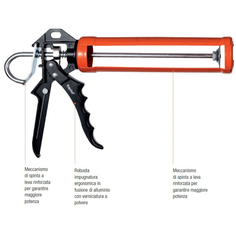foto del prodotto kapriol pistola x cartuccia silicone sigillante manuale cartucce da 300ml 50mm