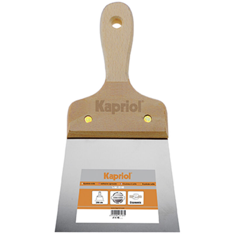 foto del prodotto kapriol spatola per rasatura liscia in acciaio temprato manico in legno 18 cm