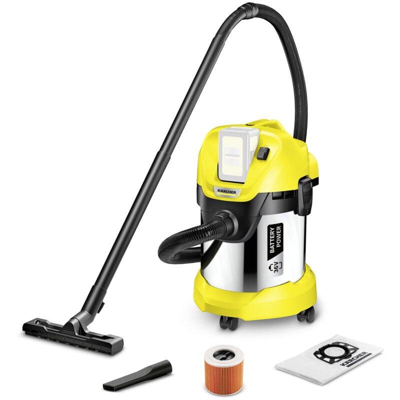 foto del prodotto karcher bidone aspiratutto solido liquidi a batteria wd 3 battery premium potenza allacciata 300 w capacit vano raccolta 17 l materiale vano
