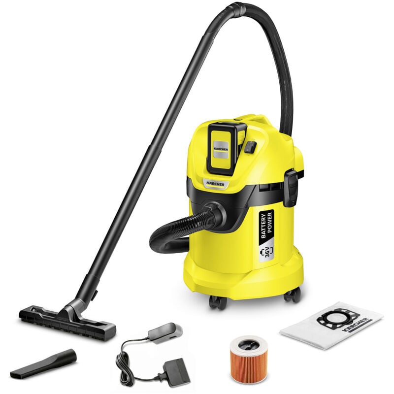 foto del prodotto karcher bidone aspiratutto solido liquidi a batteria wd 3 battery set potenza allacciata 300 w capacit vano raccolta 17 l materiale vano