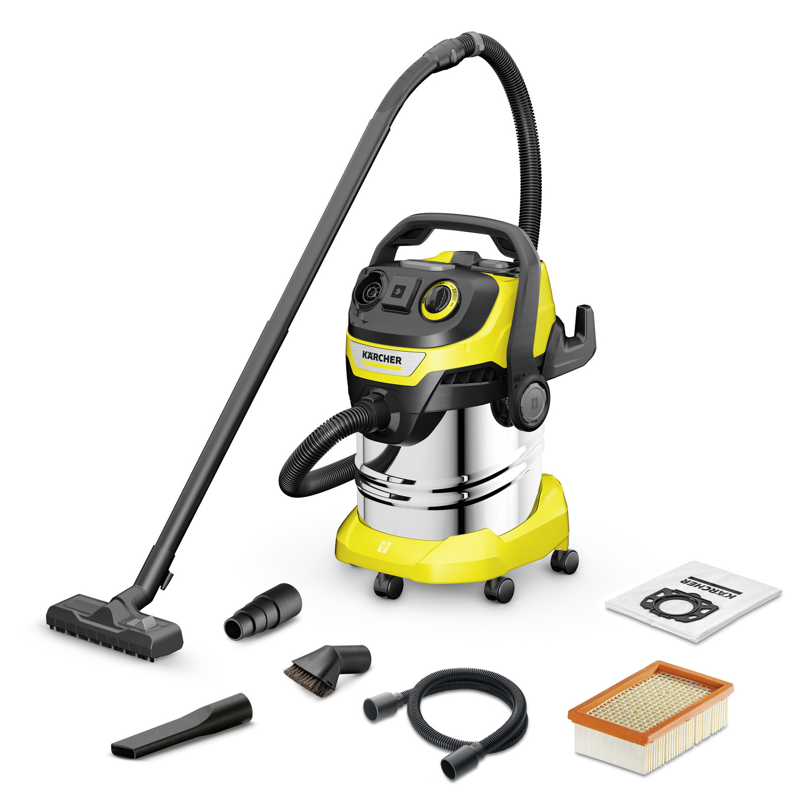 foto del prodotto karcher bidone aspiratutto solido liquidi wd 5 p s v-25 5 22 workshop - potenza allacciata 1100 w - capacità vano raccolta 25 l - materiale vano di raccolta acciaio inox