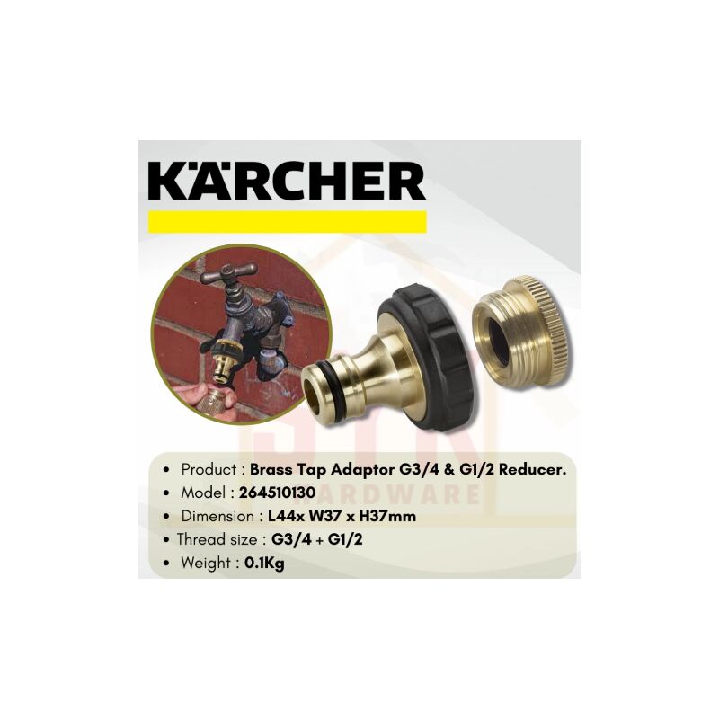 foto del prodotto karcher g3 4 naso tap in ottone con una riduzione g1 2 k