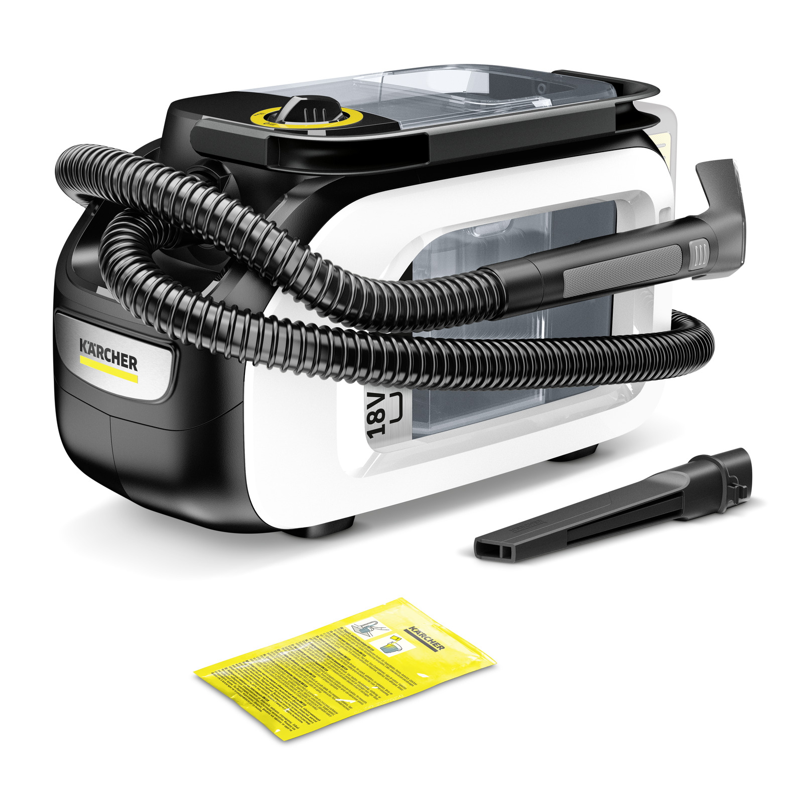 foto del prodotto karcher lavatappeti a batteria se 3-18 compact home - piattaforma batteria piattaforma battery power 18 v - larghezza di lavoro 75 mm - serbatoio acqua sporca 2.9 l
