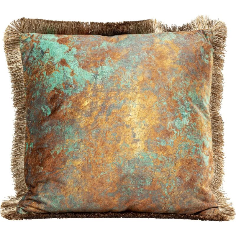 foto del prodotto kare design cuscino antique fringe, 45x45cm, bronzo verde chiaro, cuscino da divano letto sedia, stile elegante lussuoso
