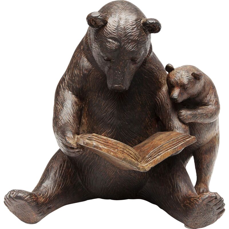 foto del prodotto kare design figura decorativa reading bears, marrone, 20cm, orsetti con libro, simbolo amore genitore bambino, idea regalo, decorazione liberia, soggiorno, cameretta libri bambini
