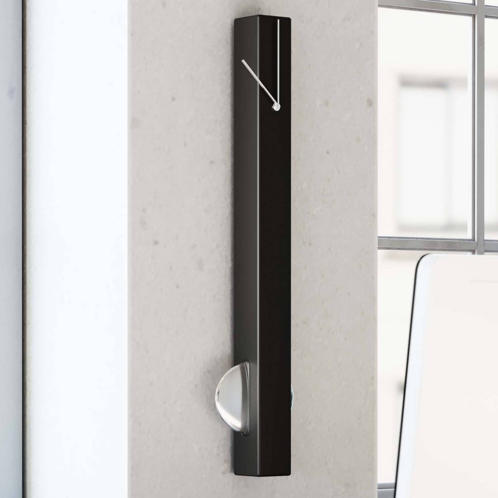 foto del prodotto kare design orologio per muro, nero argento, stile minimalista, moderno, sala, uffficio, cucina, batteria non inclusa 65x6x6cm