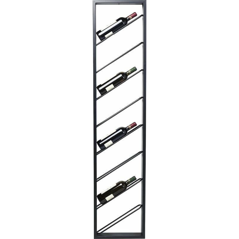 foto del prodotto kare design portabottiglie uno, nero acciaio, 8 bottiglie 160x36 cm, pensile, rustico, enoteca, enogastronomia