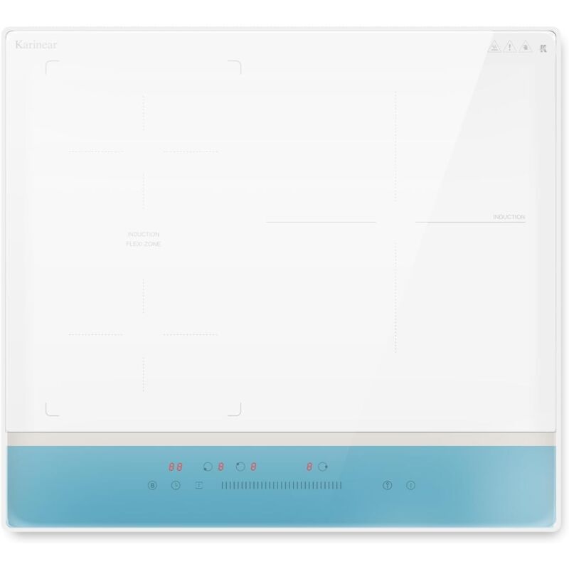 foto del prodotto karinear piano cottura induzione 3 fuochi, 60cm piastra a induzione con zona flessibile da incasso, 6800w, 220 v, 9 livelli di potenza, controllo