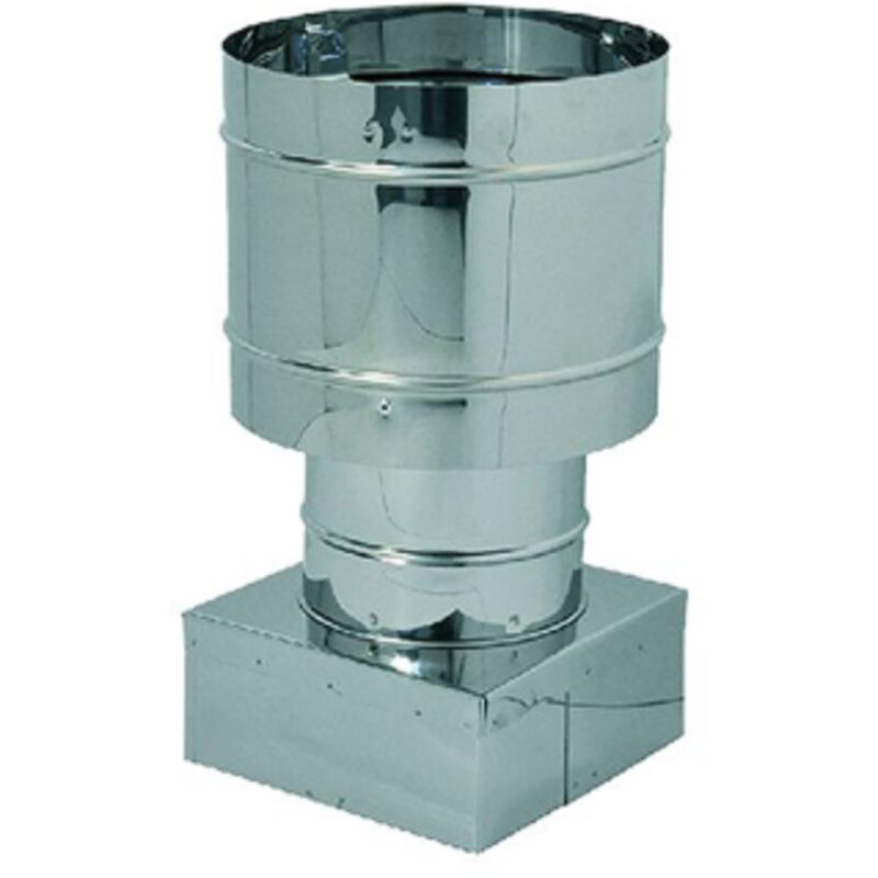 foto del prodotto kasart ala fumaiolo cappello antivento a botte con base quadra 22x22 cm in acciaio inox aisi 304 acciaio inox 22x22 cm