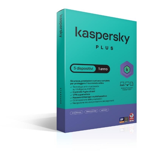 foto del prodotto kaspersky plus 5dev 1y superslim box